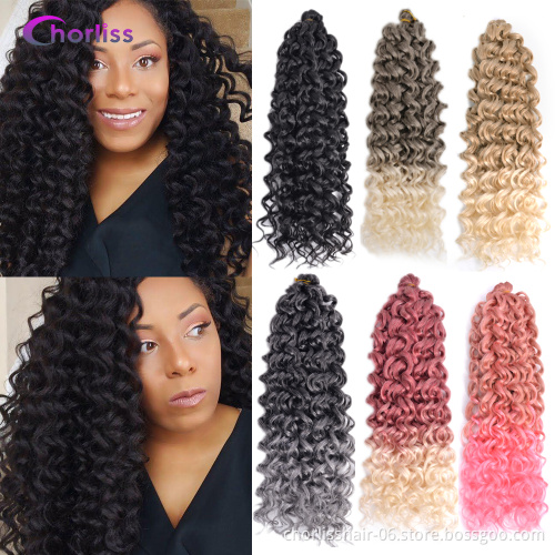 New Style Top Quality Ombre Color For Black Women Water Wave Hawaii With Curly Crochet Braids Synthetic Fiber Hair Braiding